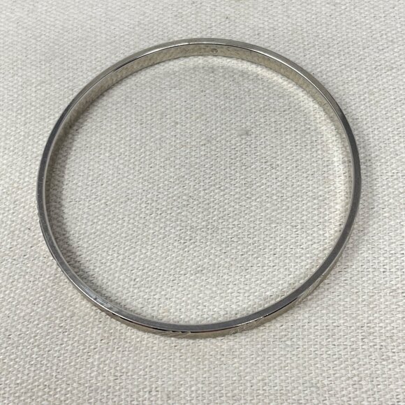 Monet Signed Etched Brushed Silver Tone Bangle Bracelet Vintage Classic Elegance - Picture 2 of 6